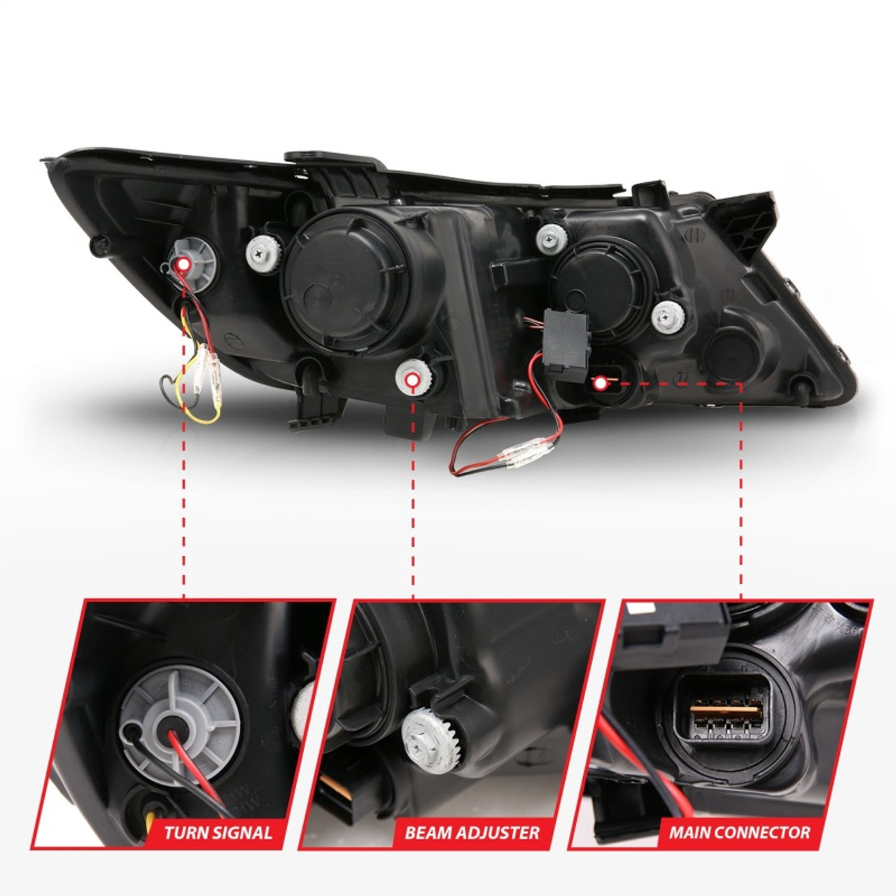 ANZO 2011-2013 Kia Optima Projector Headlights w/ Halo Black (CCFL) - 121460