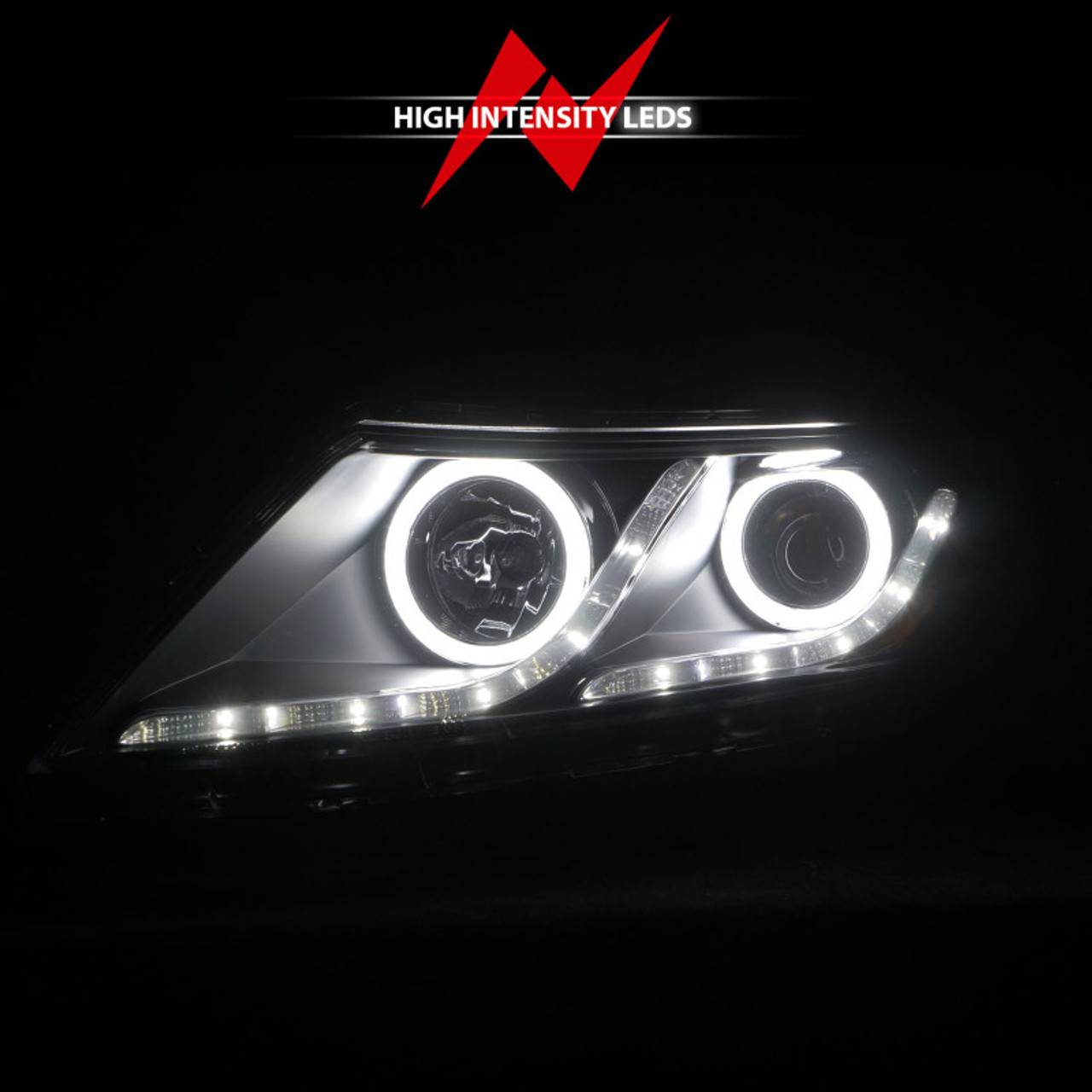 ANZO 2011-2013 Kia Optima Projector Headlights w/ Halo Black (CCFL) - 121460