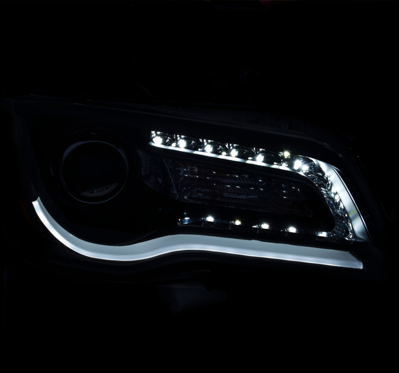 ANZO 2011-2014 Chrysler 300 Projector Headlights w/ Plank Style Design Chrome - 121494
