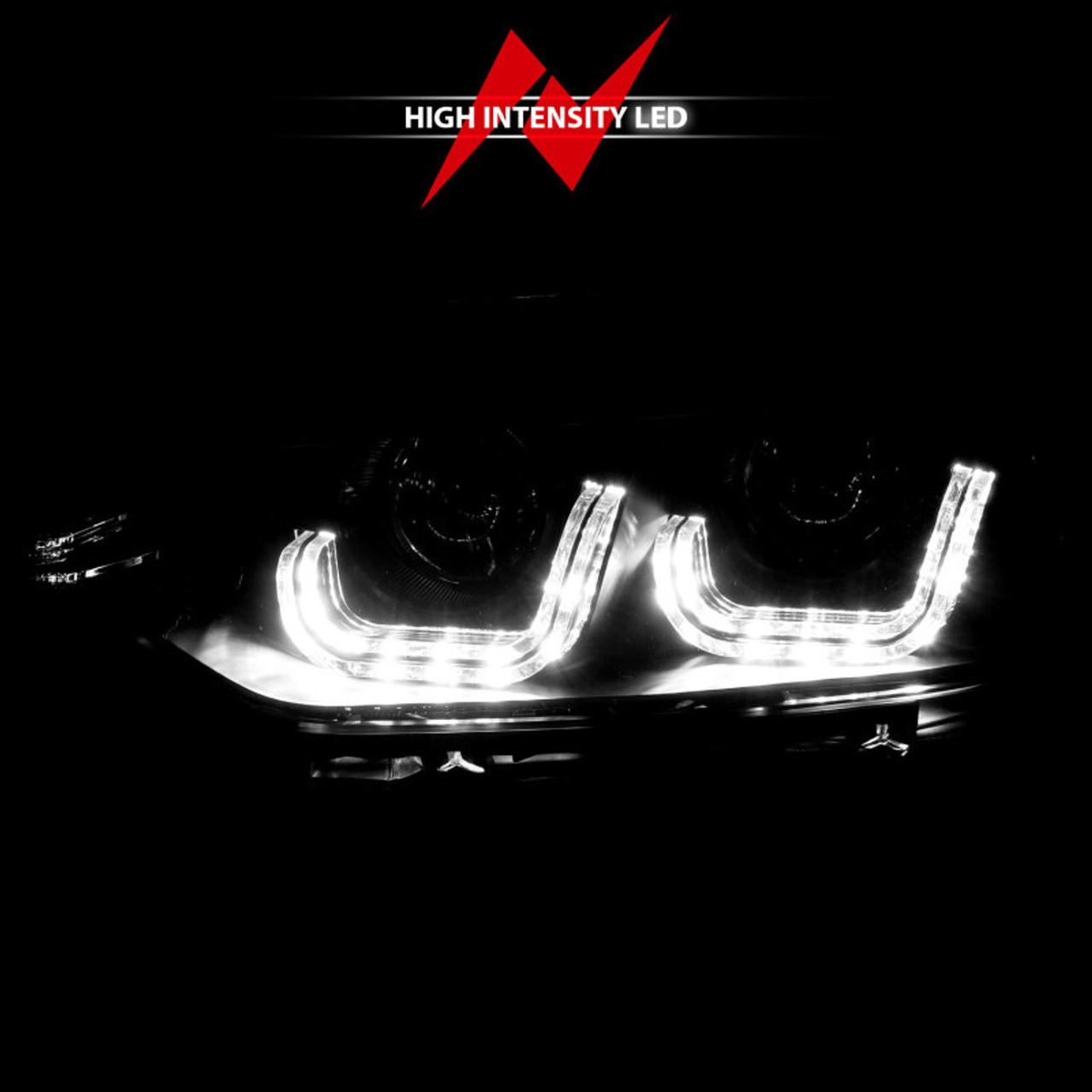 ANZO 2012-2015 BMW 3 Series Projector Headlights w/ U-Bar Black - 121504
