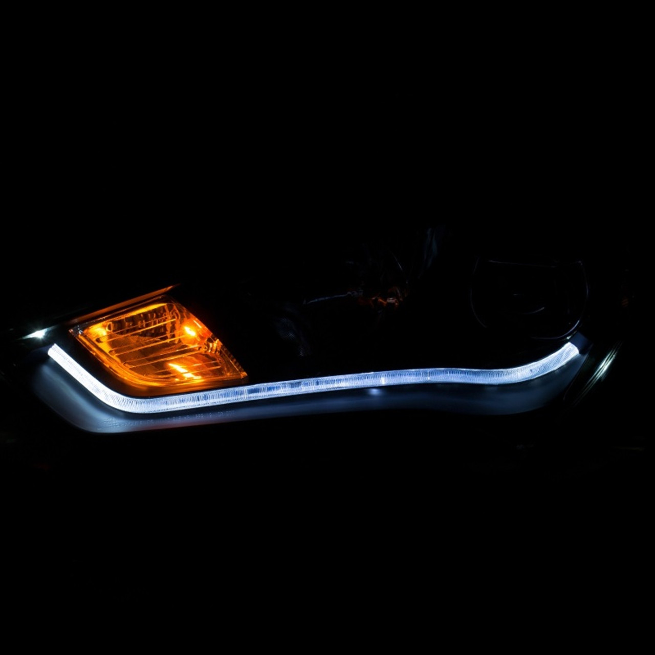 ANZO 2013-2015 Hyundai Genesis Projector Headlights w/ Plank Style Design Black (HID Compatible) - 121511