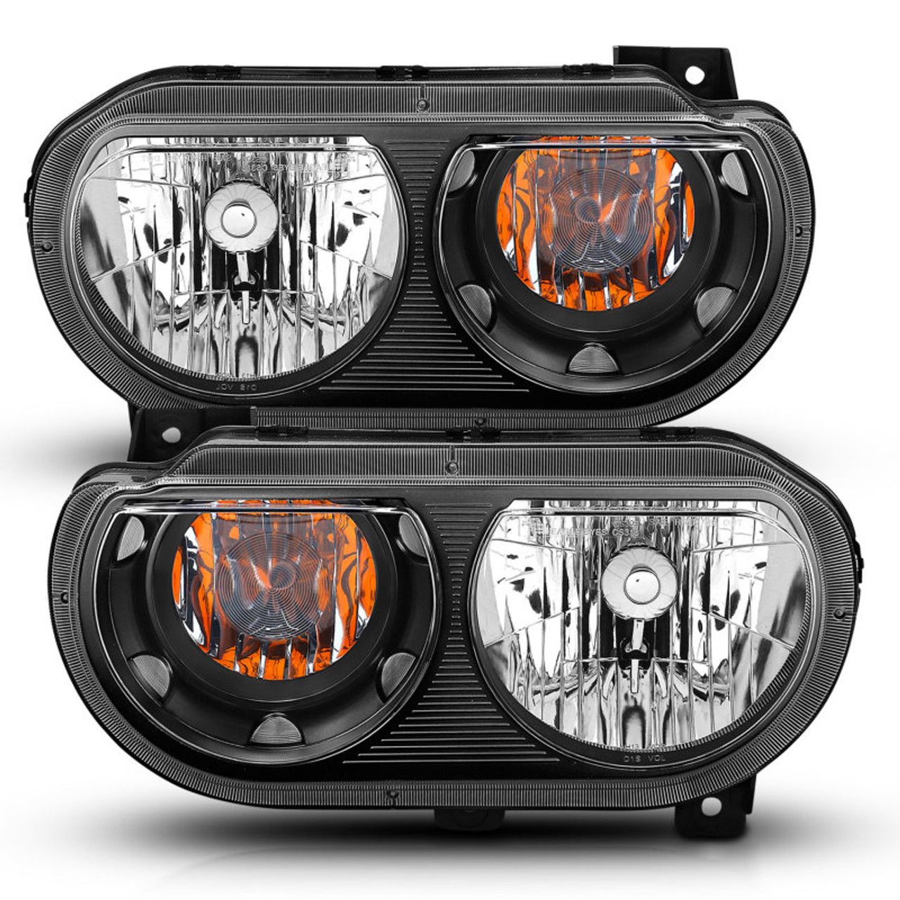ANZO 2008-2014 Dodge Challenger Crystal Headlights Black - 121526