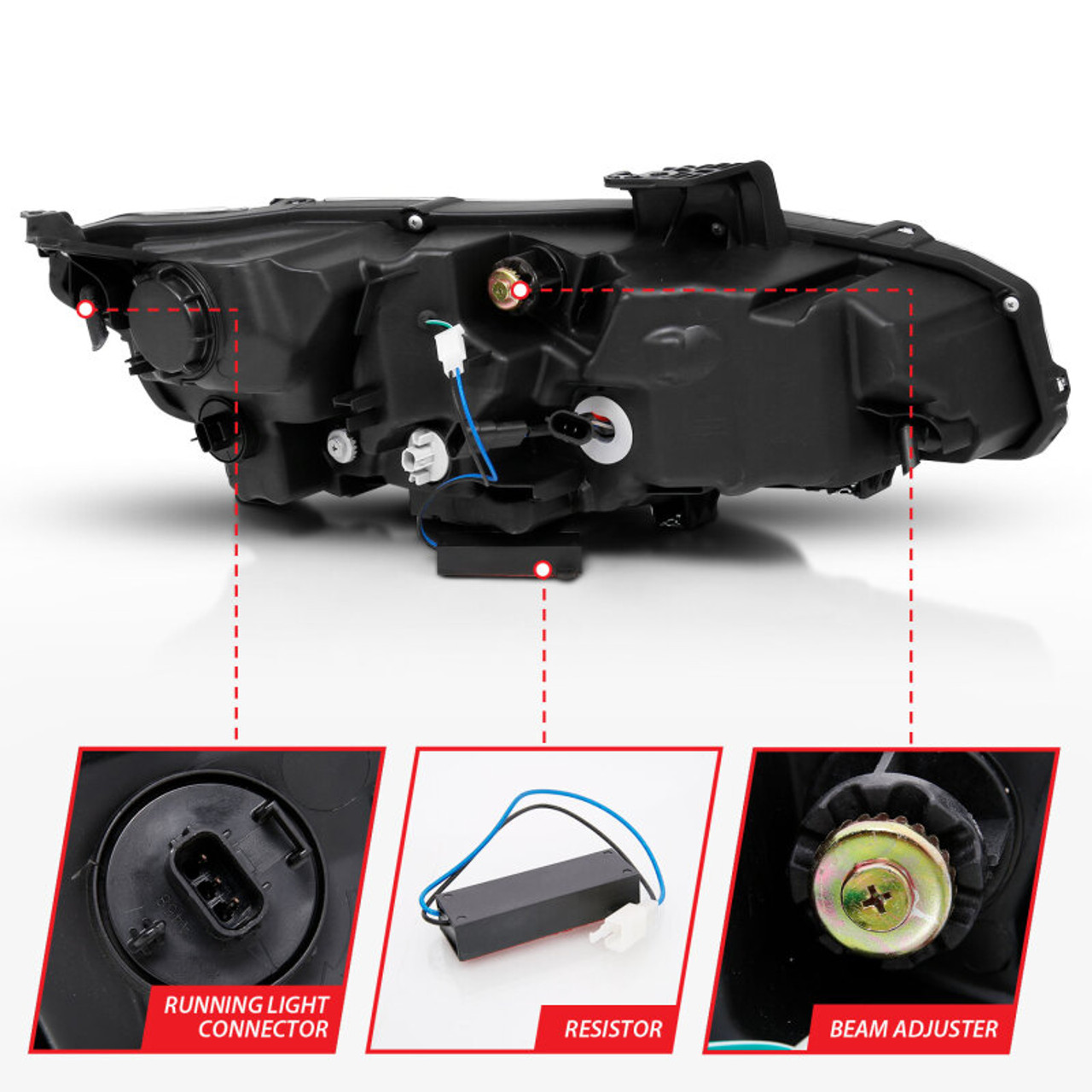 ANZO 16-17 Honda Civic Projector Headlights Plank Style Black w/Amber/Sequential Turn Signal - 121527