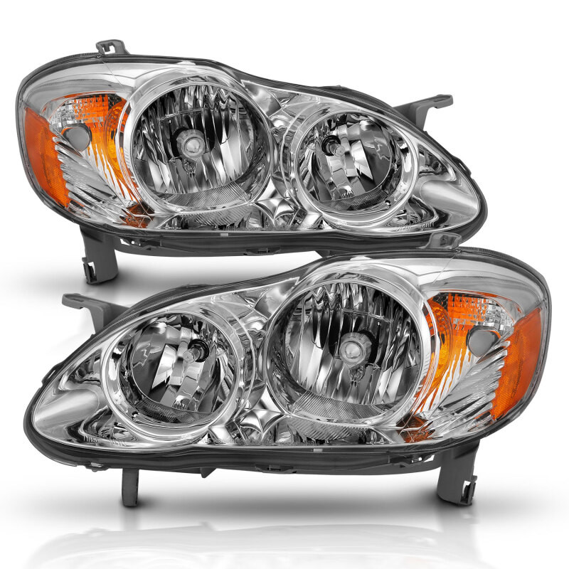ANZO 2005-2008 Toyota Corolla Crystal Headlight Chrome Amber - 121540