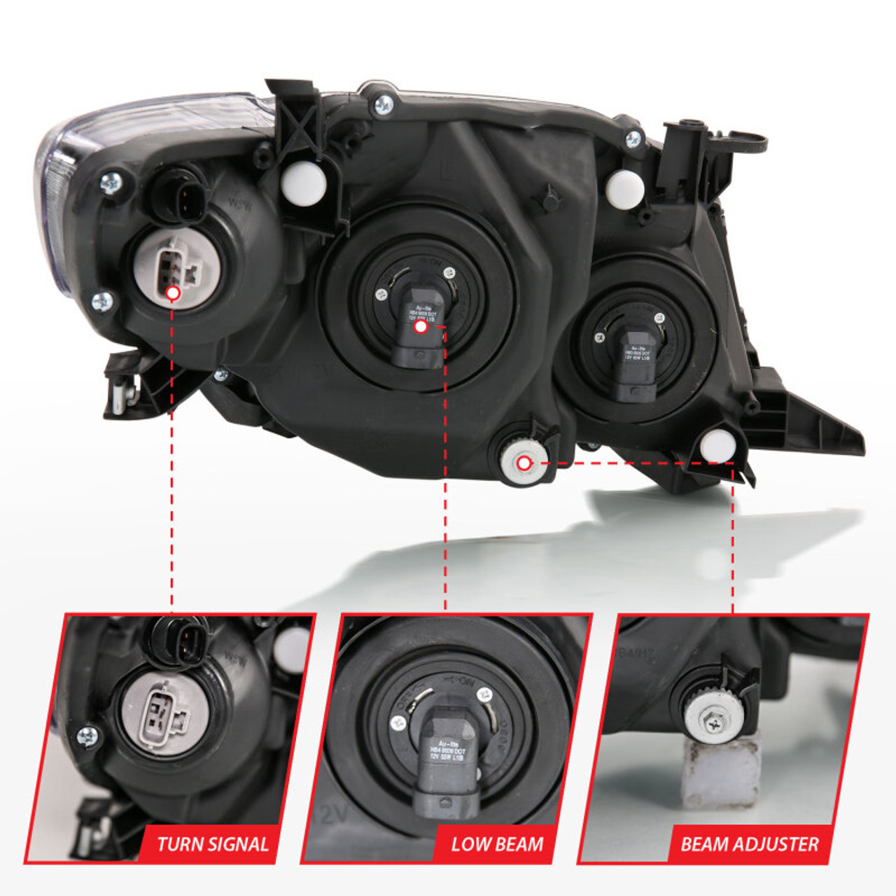 ANZO 2009-2010 Toyota Corolla Crystal Headlight Black Amber - 121541