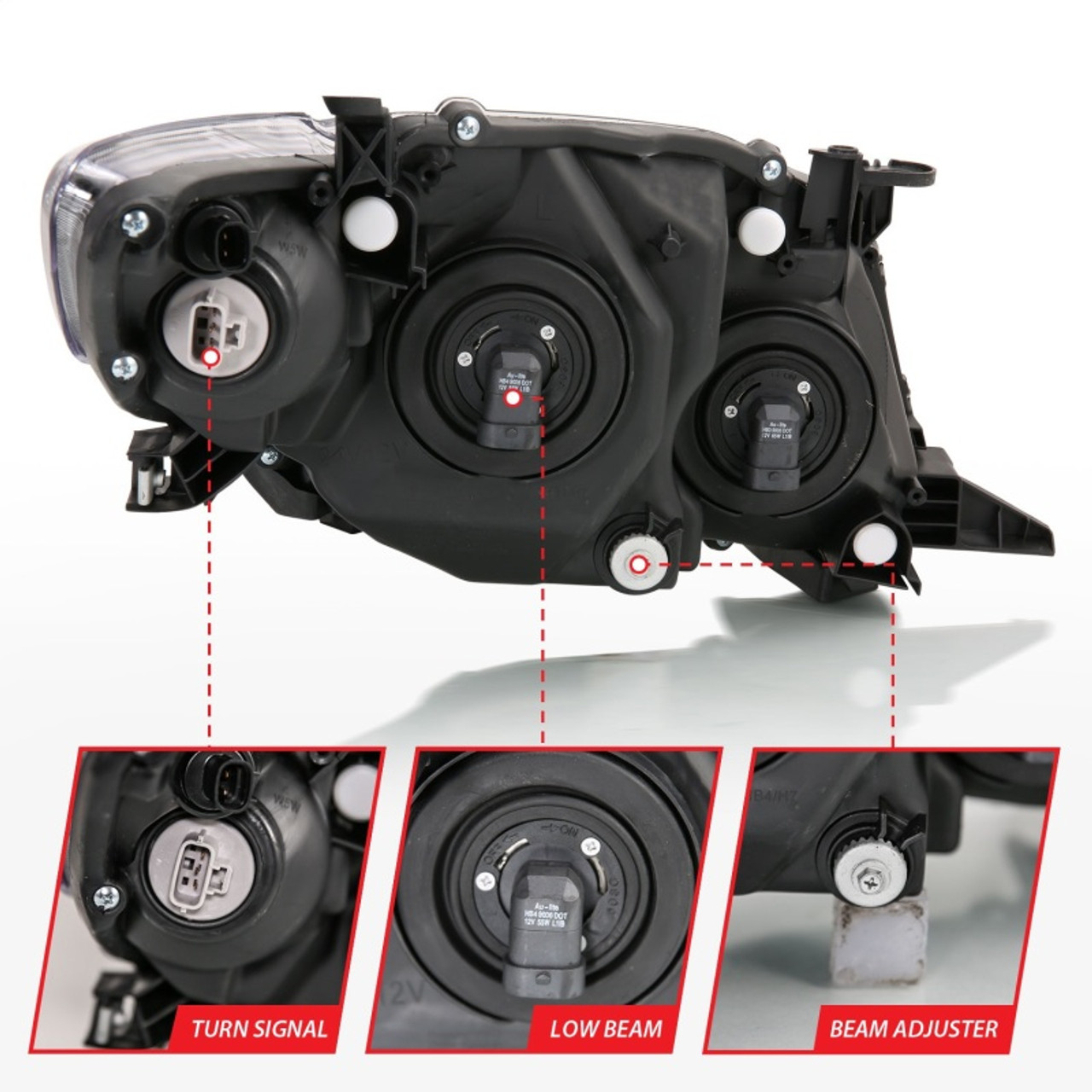 ANZO 2009-2010 Toyota Corolla Crystal Headlight Black Amber - 121541