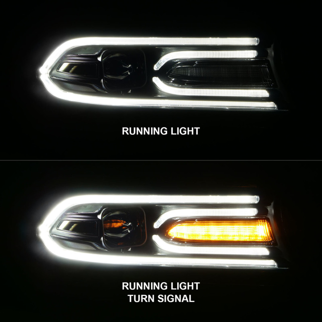 ANZO 2015-2018 Dodge Charger Projector Headlights Plank Style Black - 121559