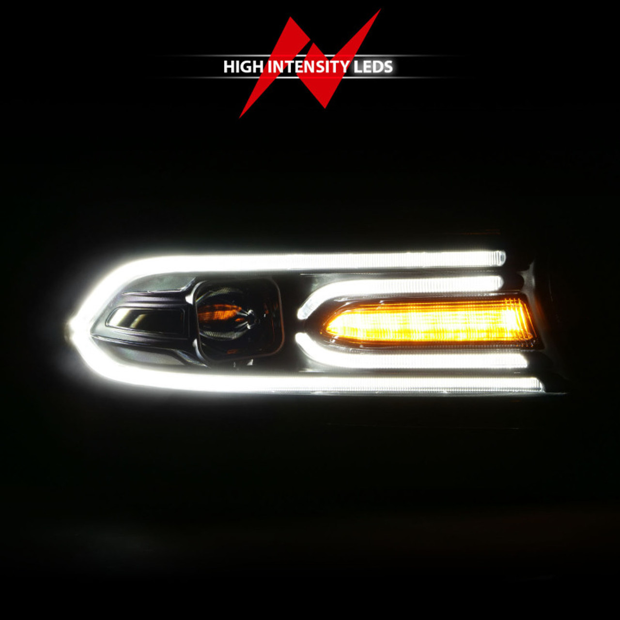 ANZO 2015-2018 Dodge Charger Projector Headlights Plank Style Black - 121559