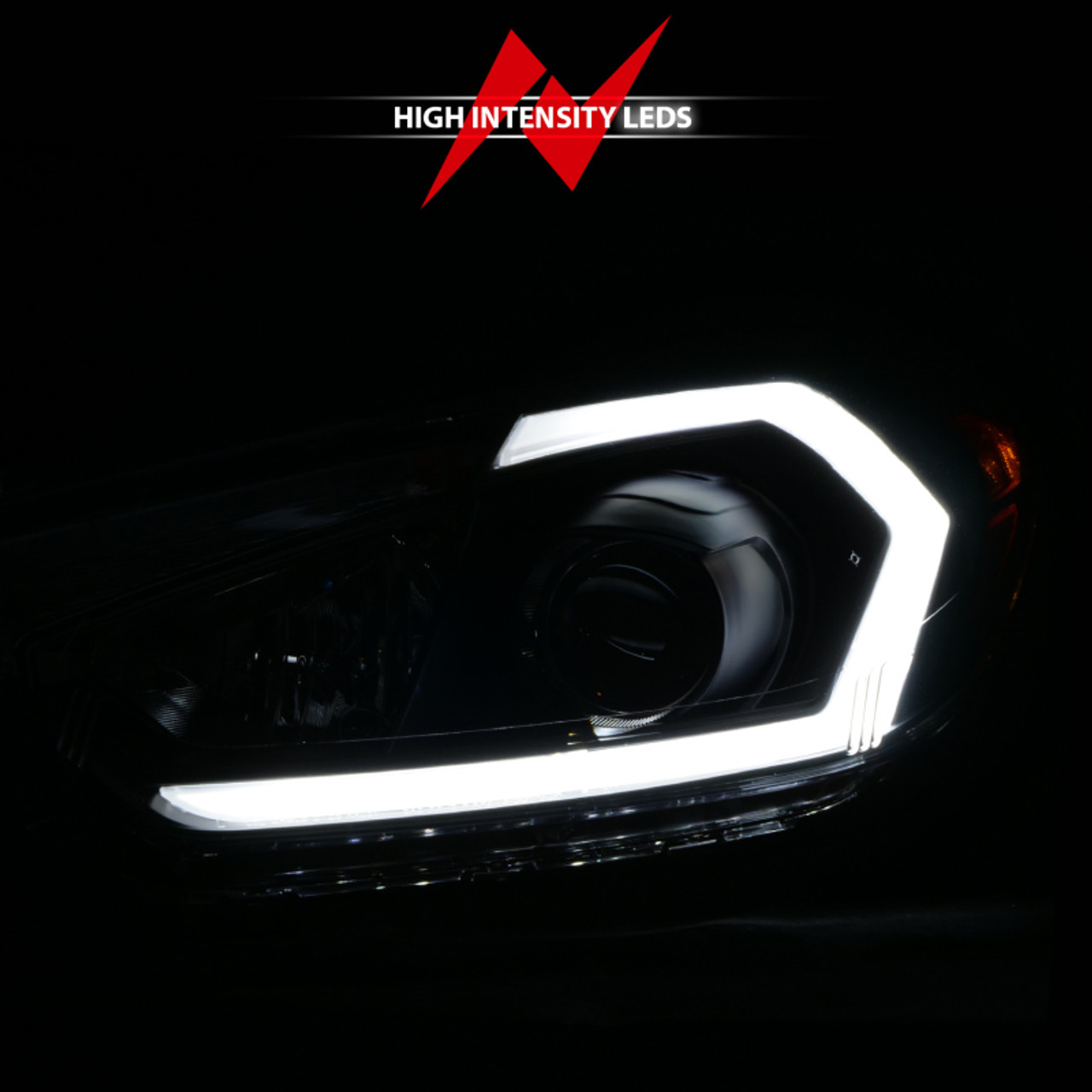 ANZO 2014-2016 Kia Forte Projector Headlights w/ Light Bar Black Housing w/ DRL - 121562