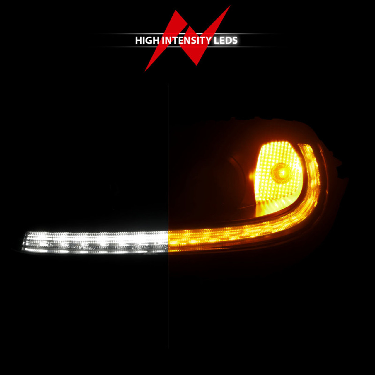 ANZO 05-13 Chevrolet Corvette Projector Headlights w/switchback & Sequential LED - Black Amber - 121571