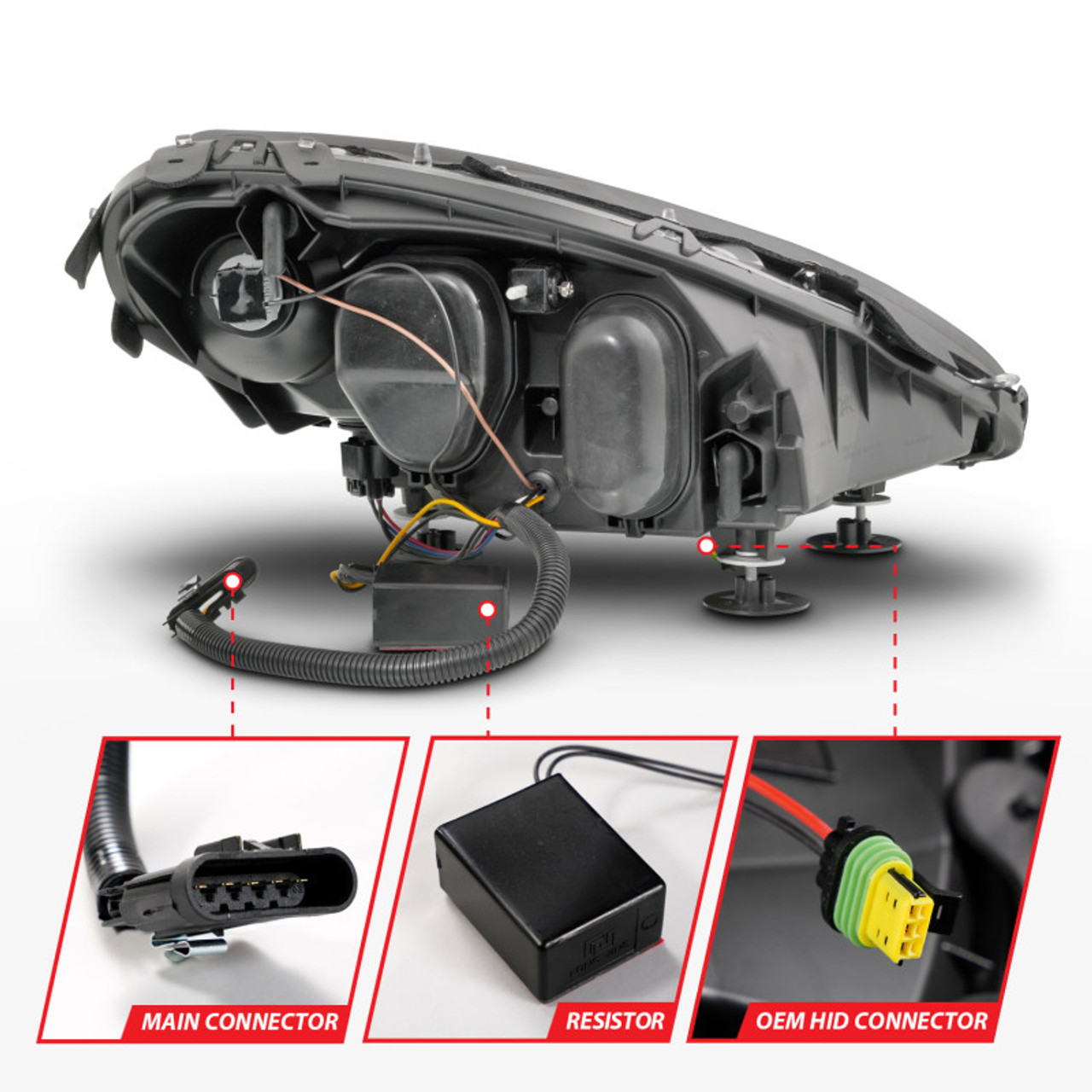 ANZO 05-13 Chevrolet Corvette Projector Headlights w/switchback & Sequential LED - Black Amber - 121571