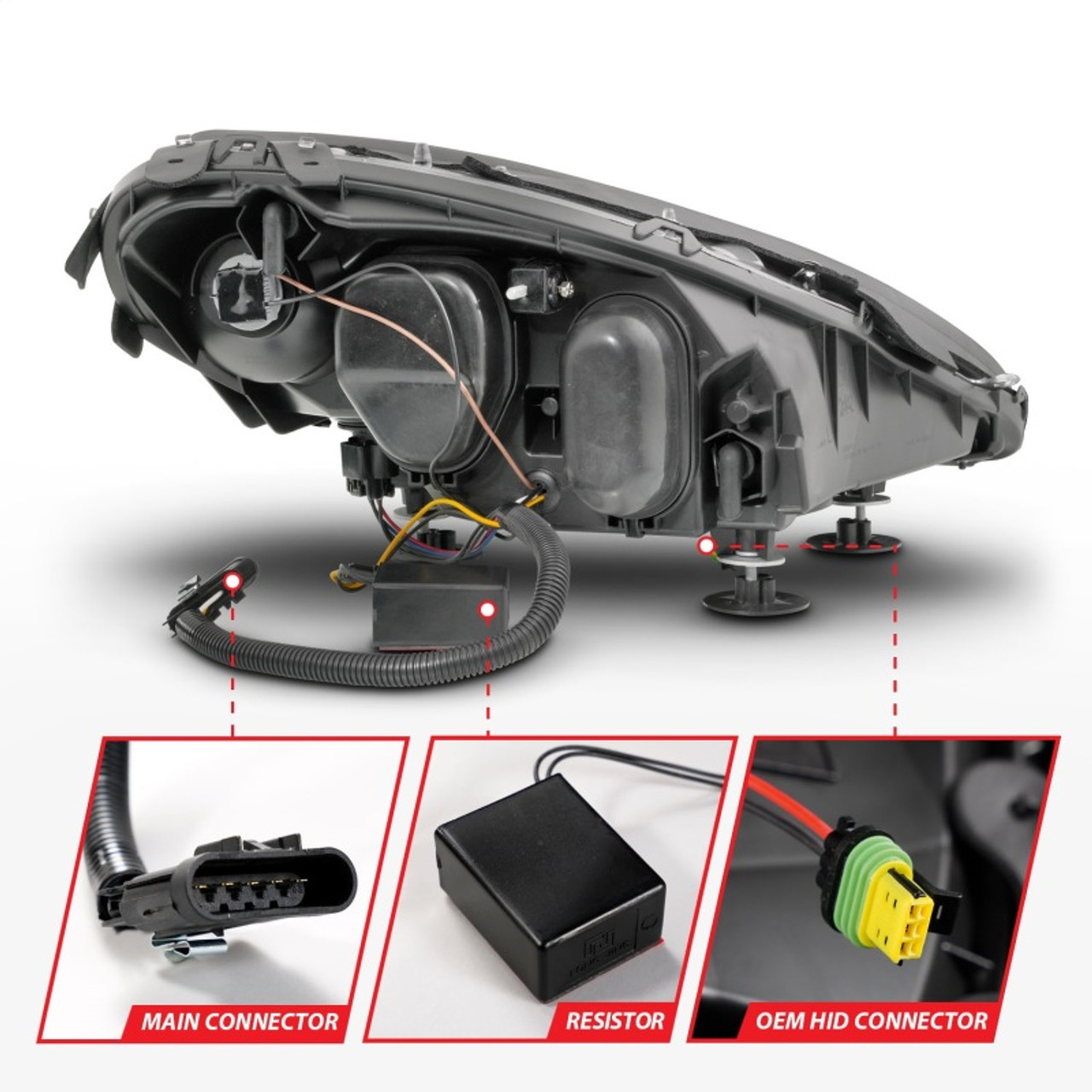 ANZO 05-13 Chevrolet Corvette Projector Headlights w/switchback & Sequential LED - Black Amber - 121571