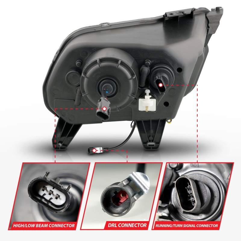 ANZO 10-14 Ford Mustang LED Projector Headlights w/Sequential Light Tube (NON HID Compatible) - 121577