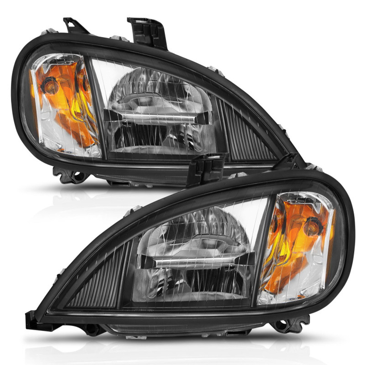 ANZO 1996-2013 Freightliner Columbia LED Crystal Headlights Black Housing w/ Clear Lens (Pair) - 131028
