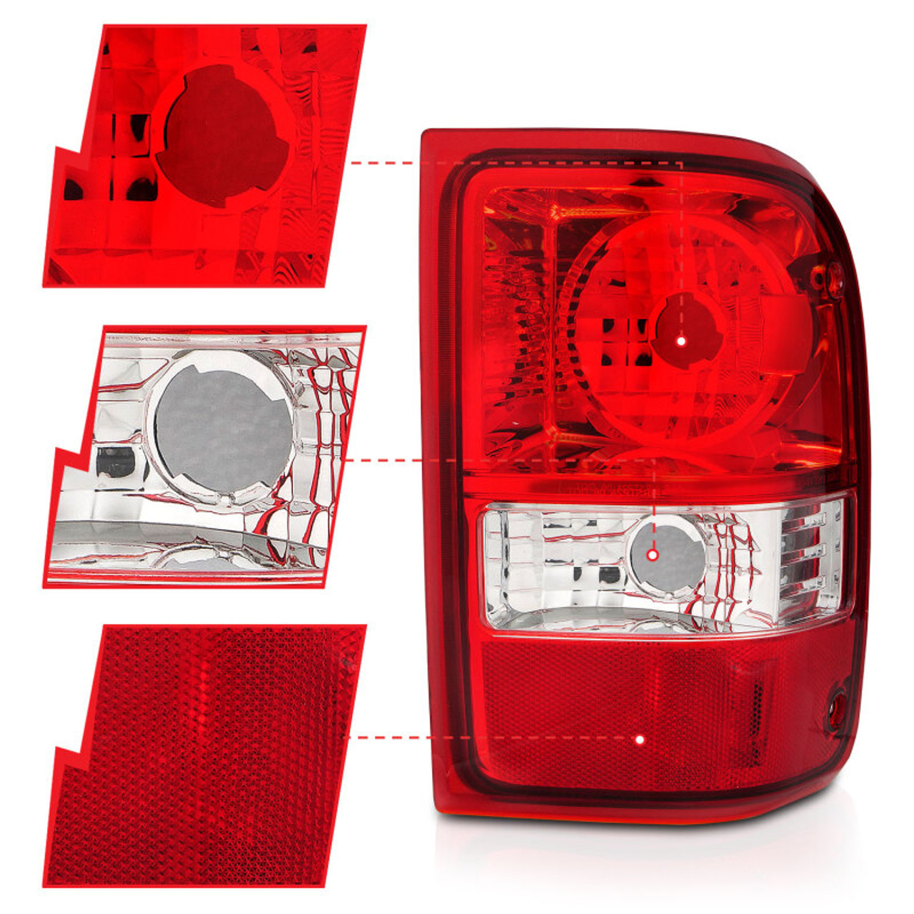 ANZO 2001-2011 Ford Ranger Taillights w/ Red/Clear Lens (OE Replacement) Pair - 211182