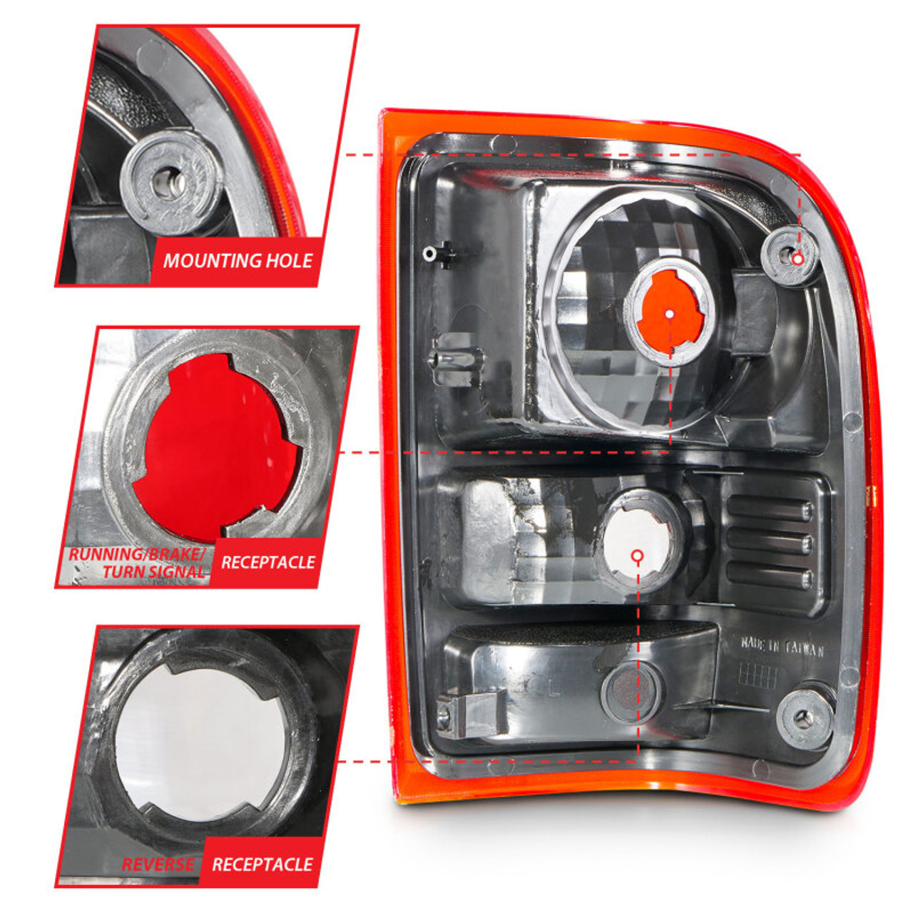 ANZO 2001-2011 Ford Ranger Taillights w/ Red/Clear Lens (OE Replacement) Pair - 211182