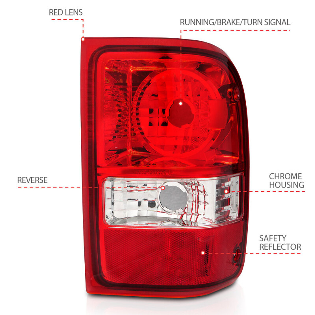 ANZO 2001-2011 Ford Ranger Taillights w/ Red/Clear Lens (OE Replacement) Pair - 211182