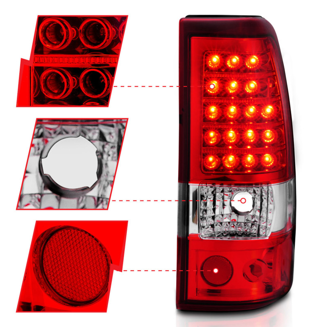 ANZO 2003-2006 Chevrolet Silverado 1500 LED Taillights Red/Clear - 311007
