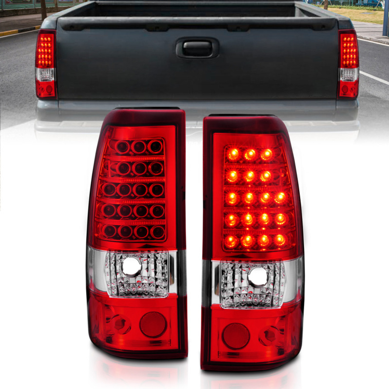 ANZO 2003-2006 Chevrolet Silverado 1500 LED Taillights Red/Clear - 311007
