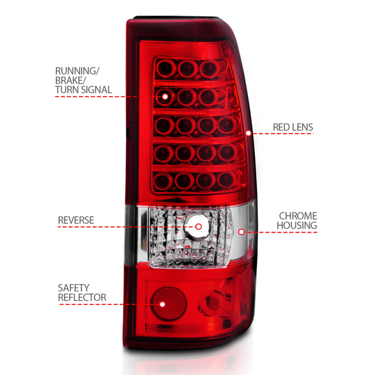 ANZO 2003-2006 Chevrolet Silverado 1500 LED Taillights Red/Clear - 311007