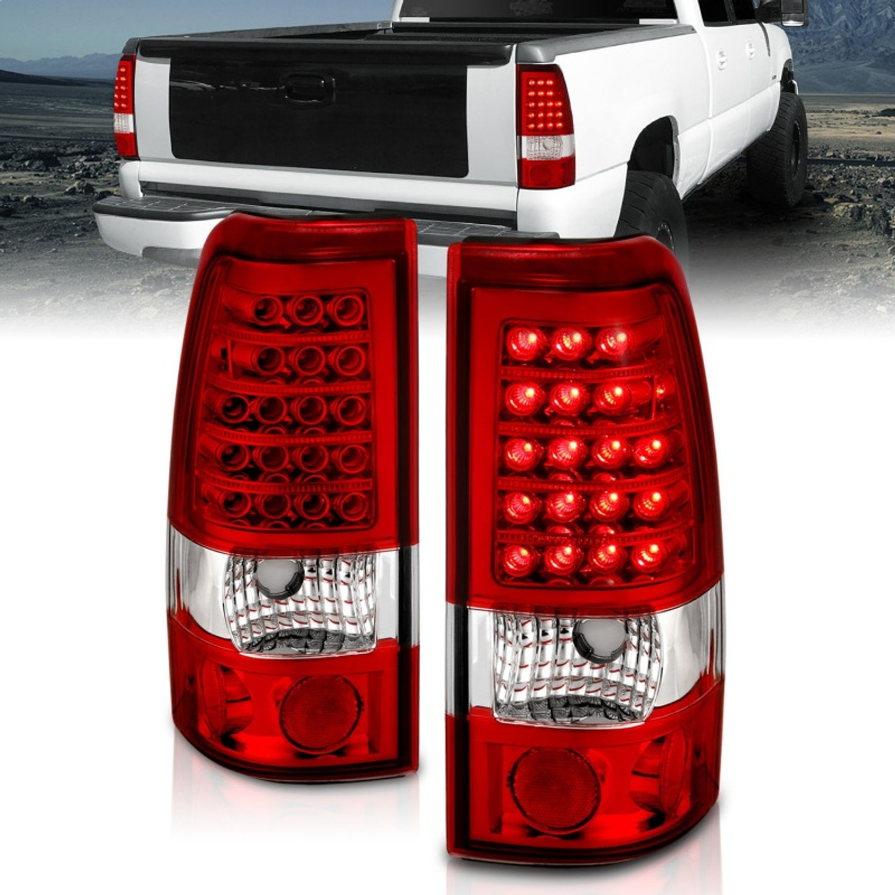 ANZO 1999-2007 Chevrolet Silverado 1500 LED Taillights Red/Clear - 311010