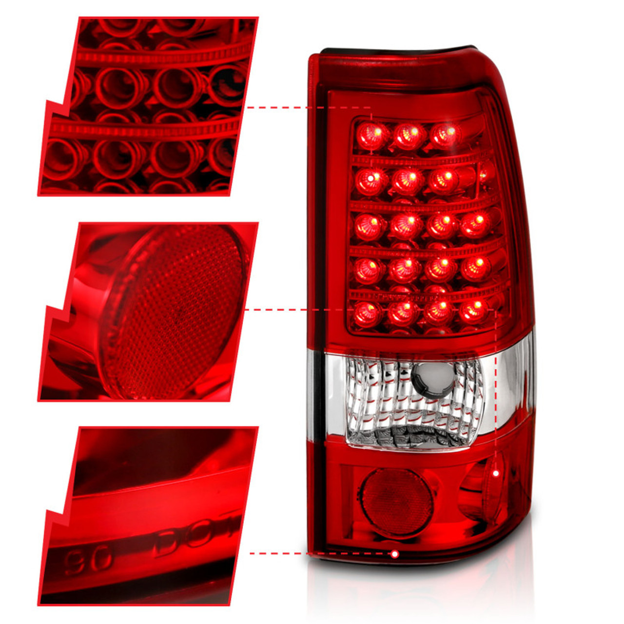 ANZO 1999-2007 Chevrolet Silverado 1500 LED Taillights Red/Clear - 311010