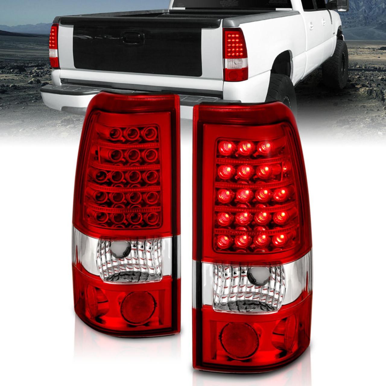 ANZO 1999-2007 Chevrolet Silverado 1500 LED Taillights Red/Clear - 311010