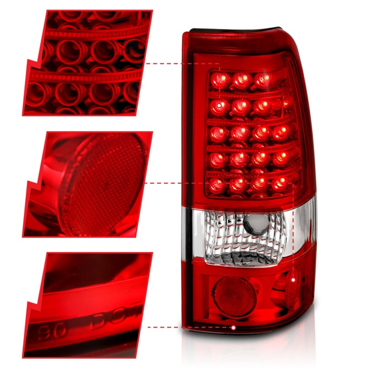 ANZO 1999-2007 Chevrolet Silverado 1500 LED Taillights Red/Clear - 311010