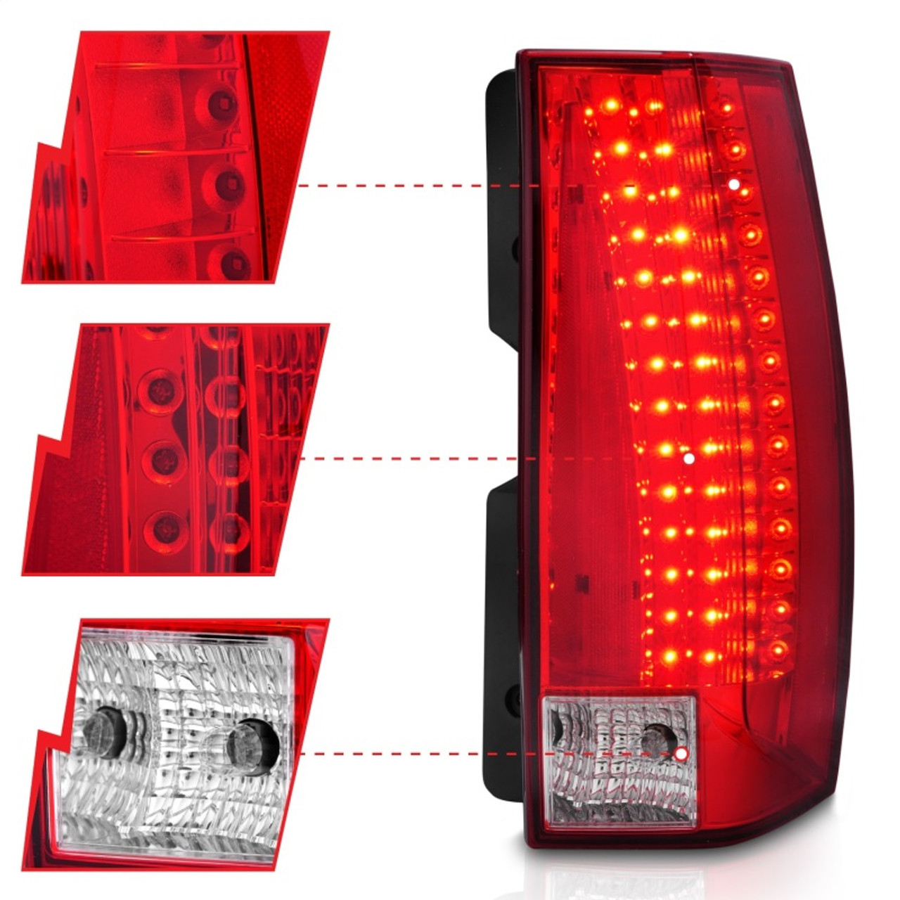 ANZO 2007-2014 Chevrolet Suburban LED Taillights Red/Clear - Escalade Look - 311190
