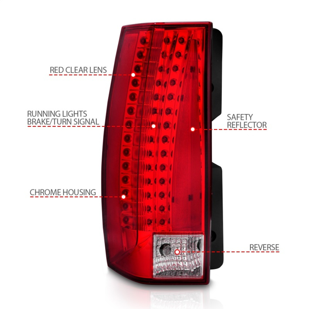 ANZO 2007-2014 Chevrolet Suburban LED Taillights Red/Clear - Escalade Look - 311190