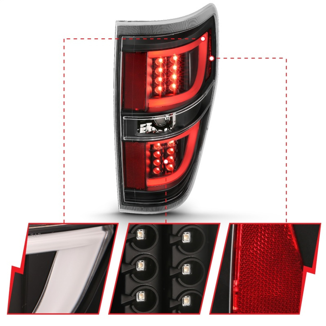ANZO 2009-2013 Ford F-150 LED Taillights Black - 311257
