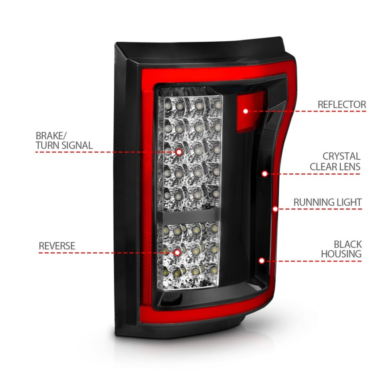 ANZO 2015-2016 Ford F-150 LED Taillights Red/Clear - 311262