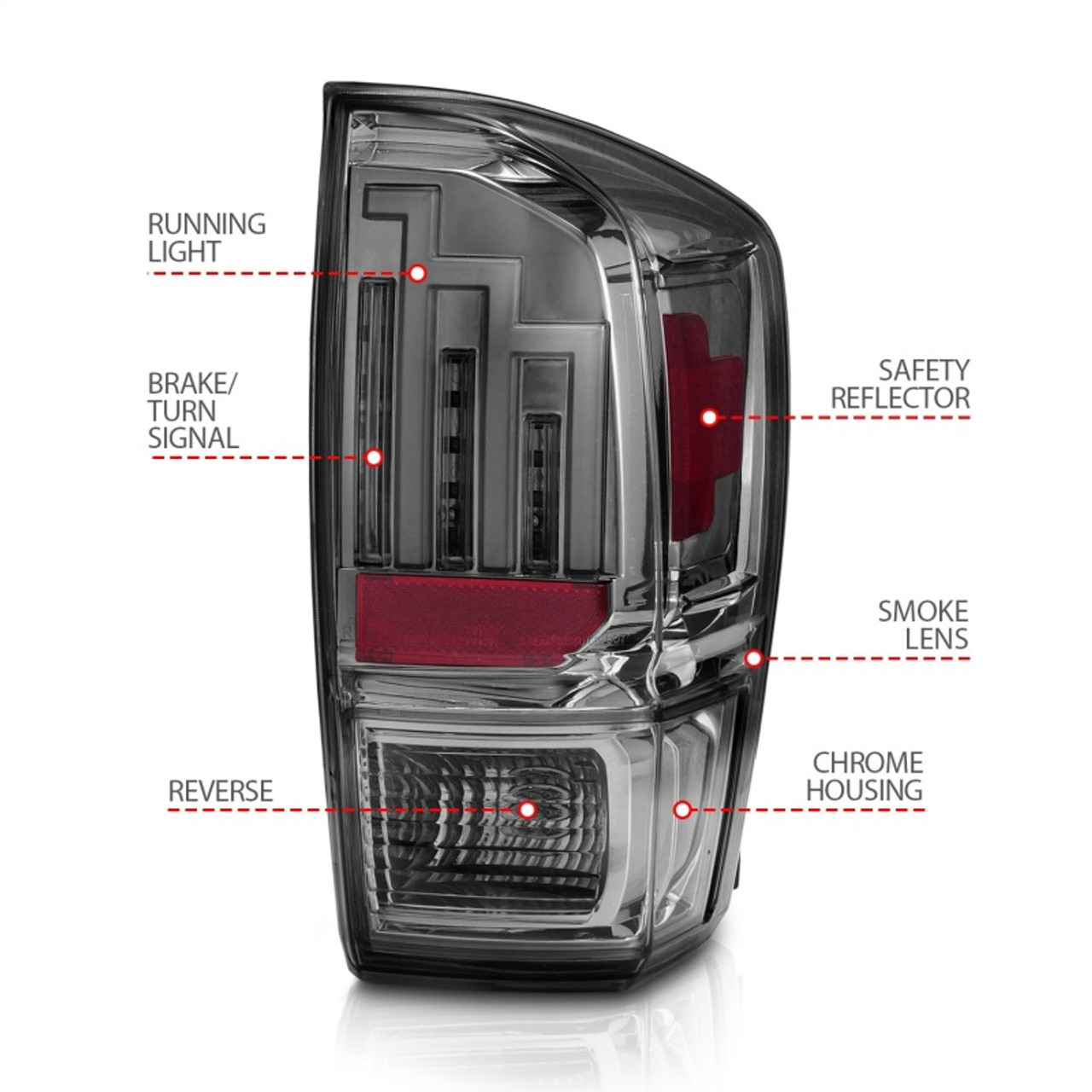 ANZO 2016-2017 Toyota Tacoma LED Taillights Smoke - 311282