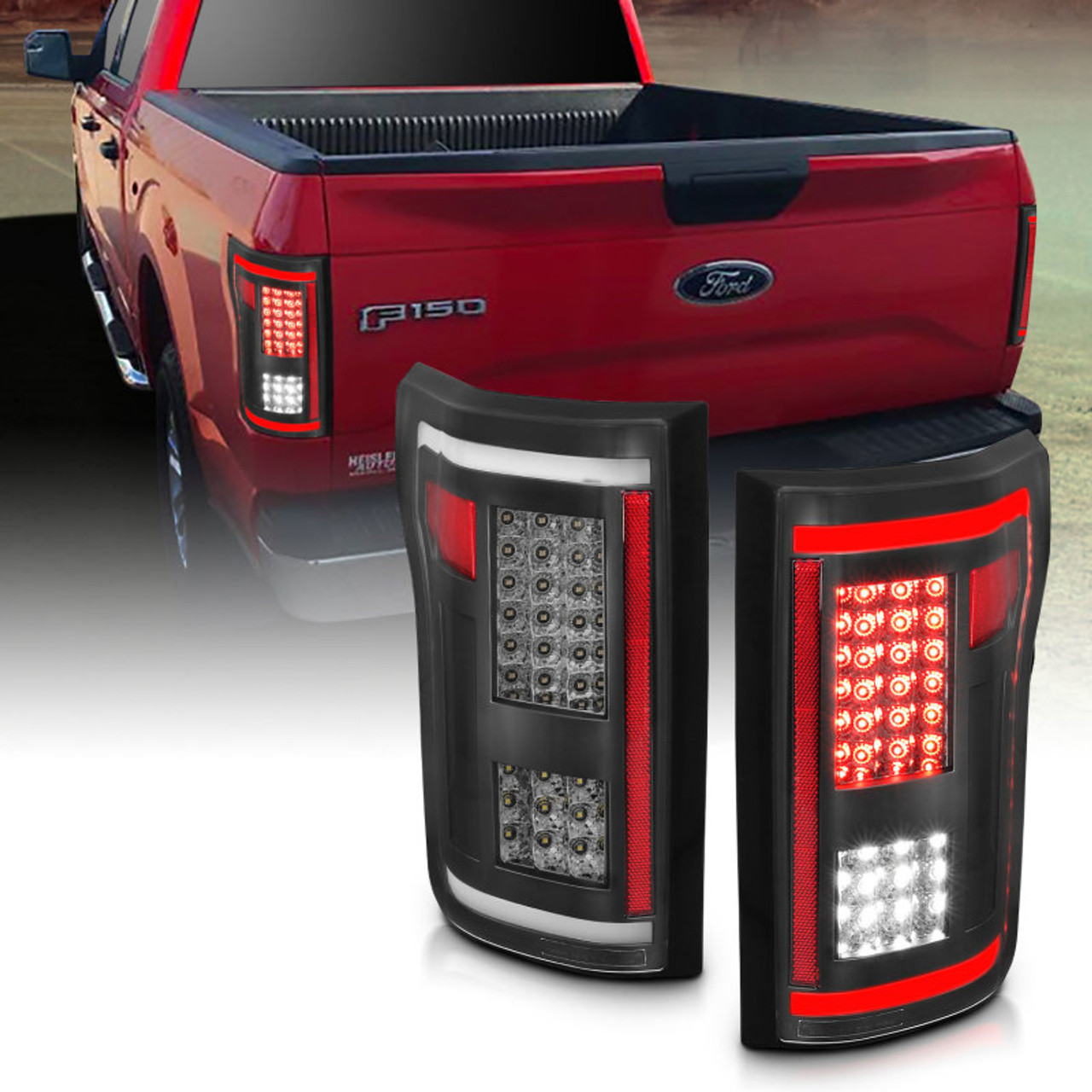 ANZO 2015-2017 Ford F-150 LED Taillights Smoke - 311286