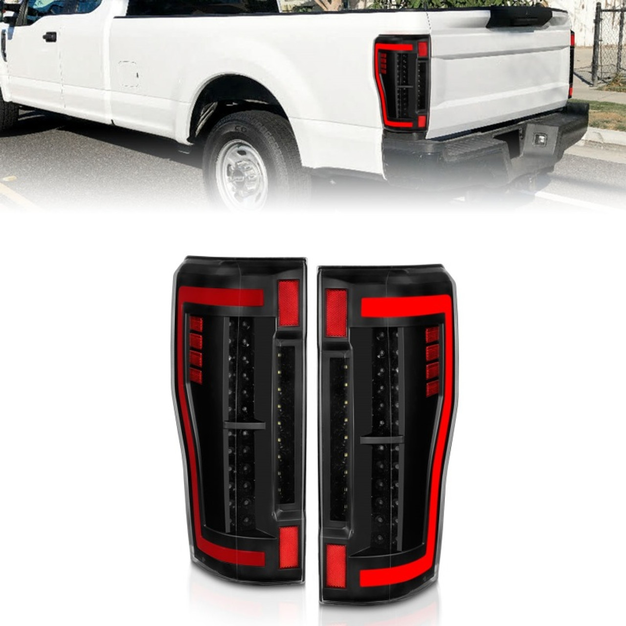 ANZO 2017+ Ford F-250 LED Taillights - Black/Clear - 311287