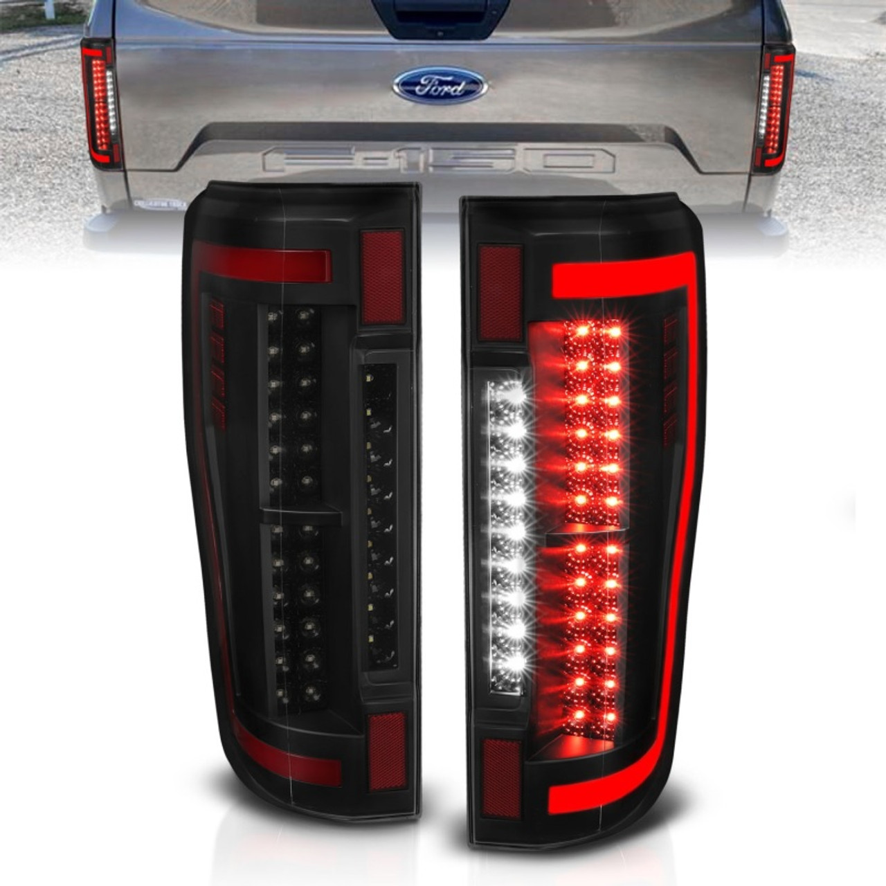 ANZO 2017+ Ford F-250 LED Taillights - Black/Smoke - 311288