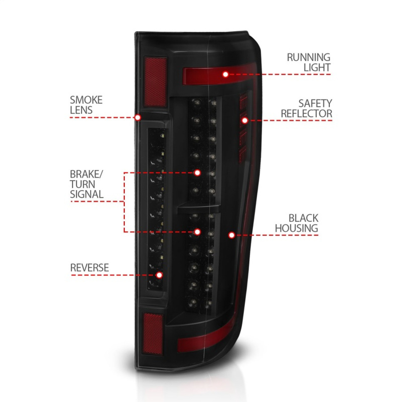 ANZO 2017+ Ford F-250 LED Taillights - Black/Smoke - 311288