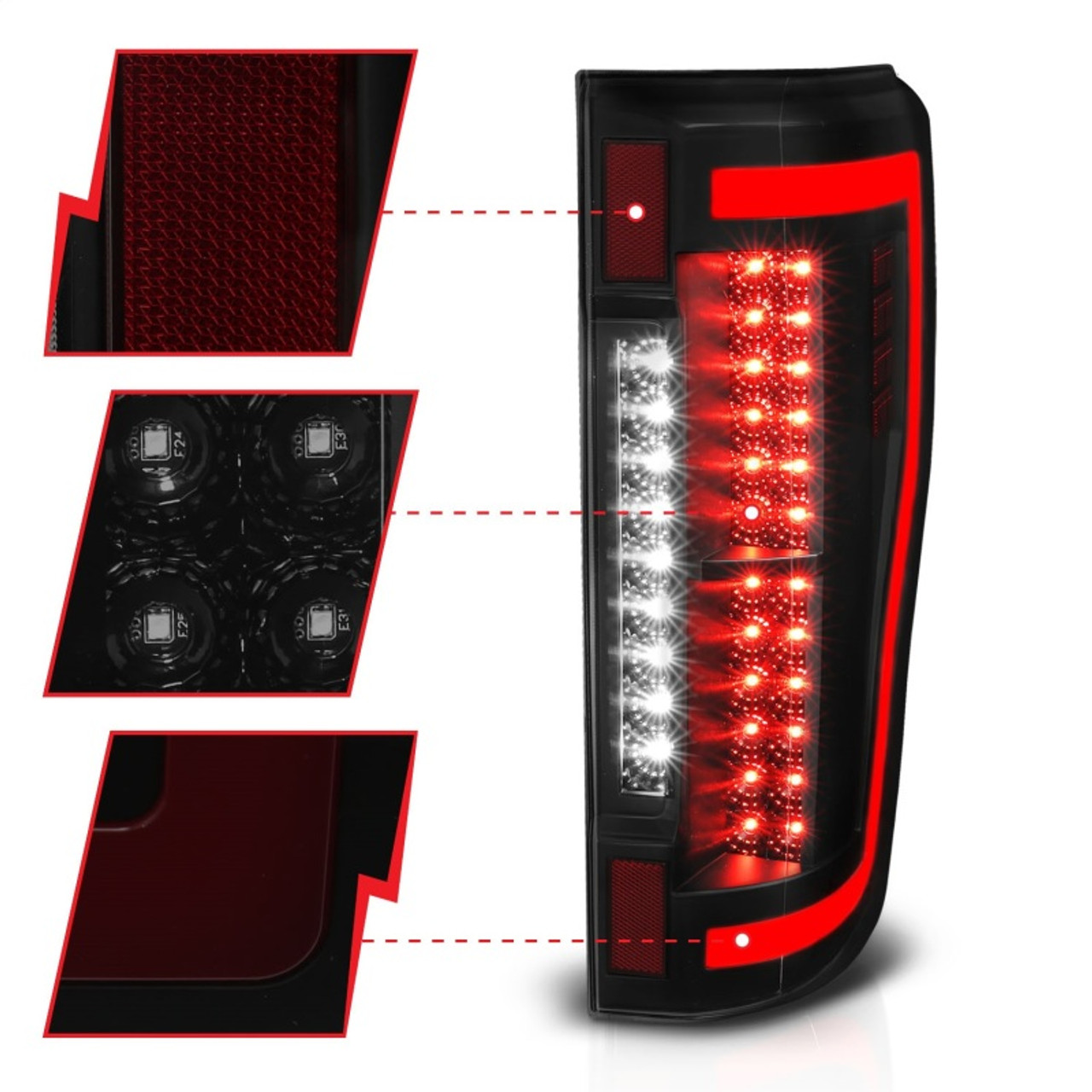 ANZO 2017+ Ford F-250 LED Taillights - Black/Smoke - 311288