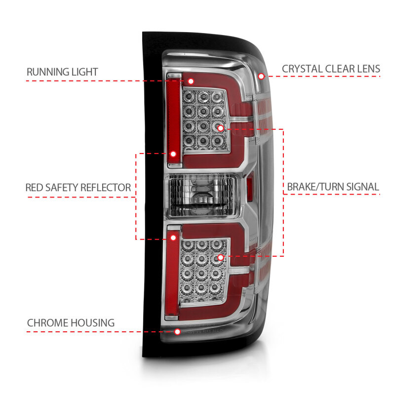 ANZO 2014-2018 Chevy Silverado 1500 LED Taillights Chrome - 311291