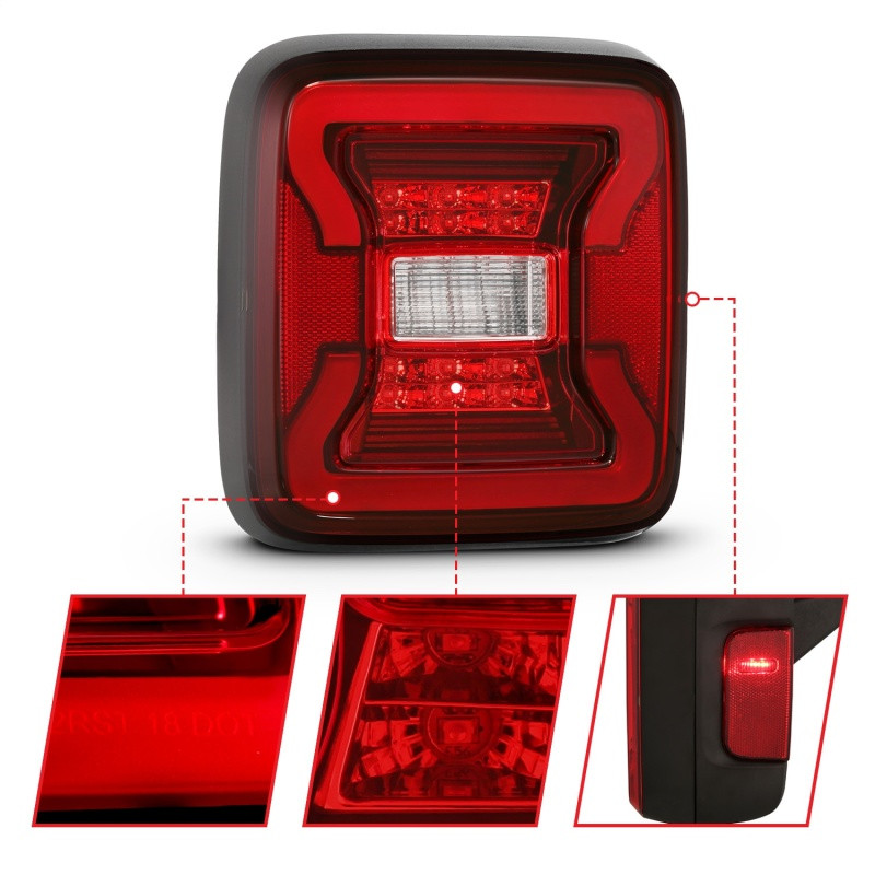 ANZO 18-19 Jeep Wrangler JL LED Taillights Black - 311295
