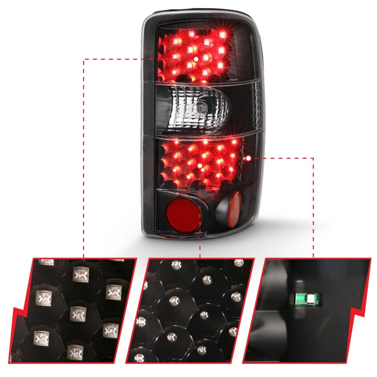 ANZO 2000-2006 Chevrolet Tahoe Led Taillights Black/Clear - 311298