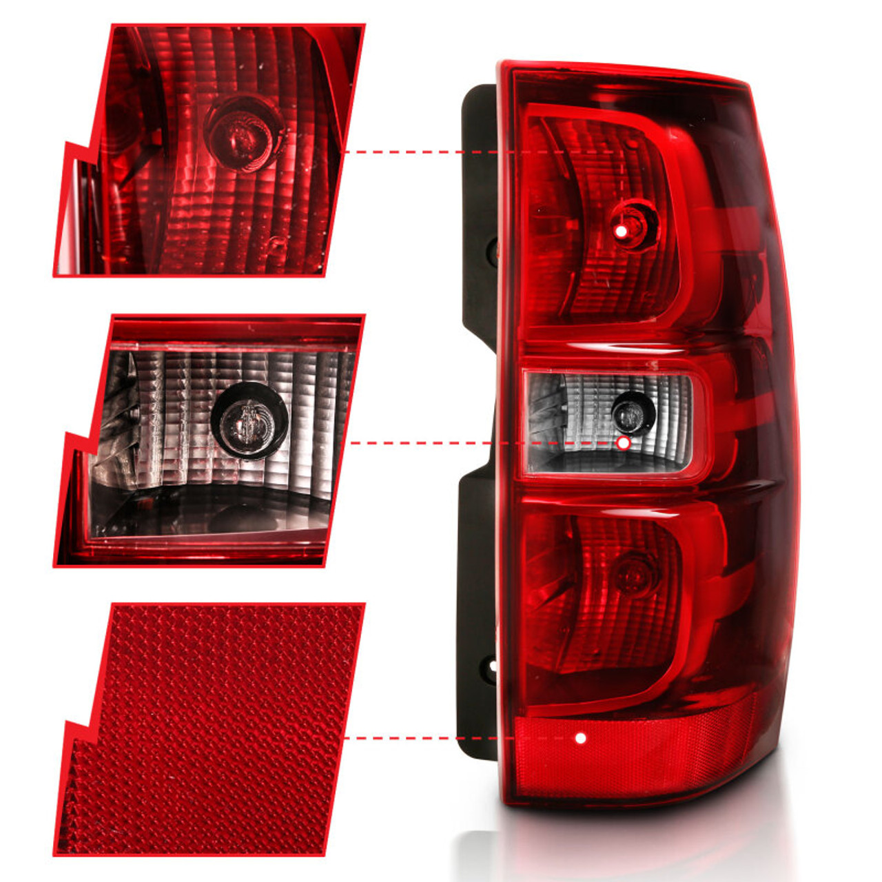 ANZO 2007-2014 Chevy Tahoe Taillight Red/Clear Lens (OE Replacement) - 311304