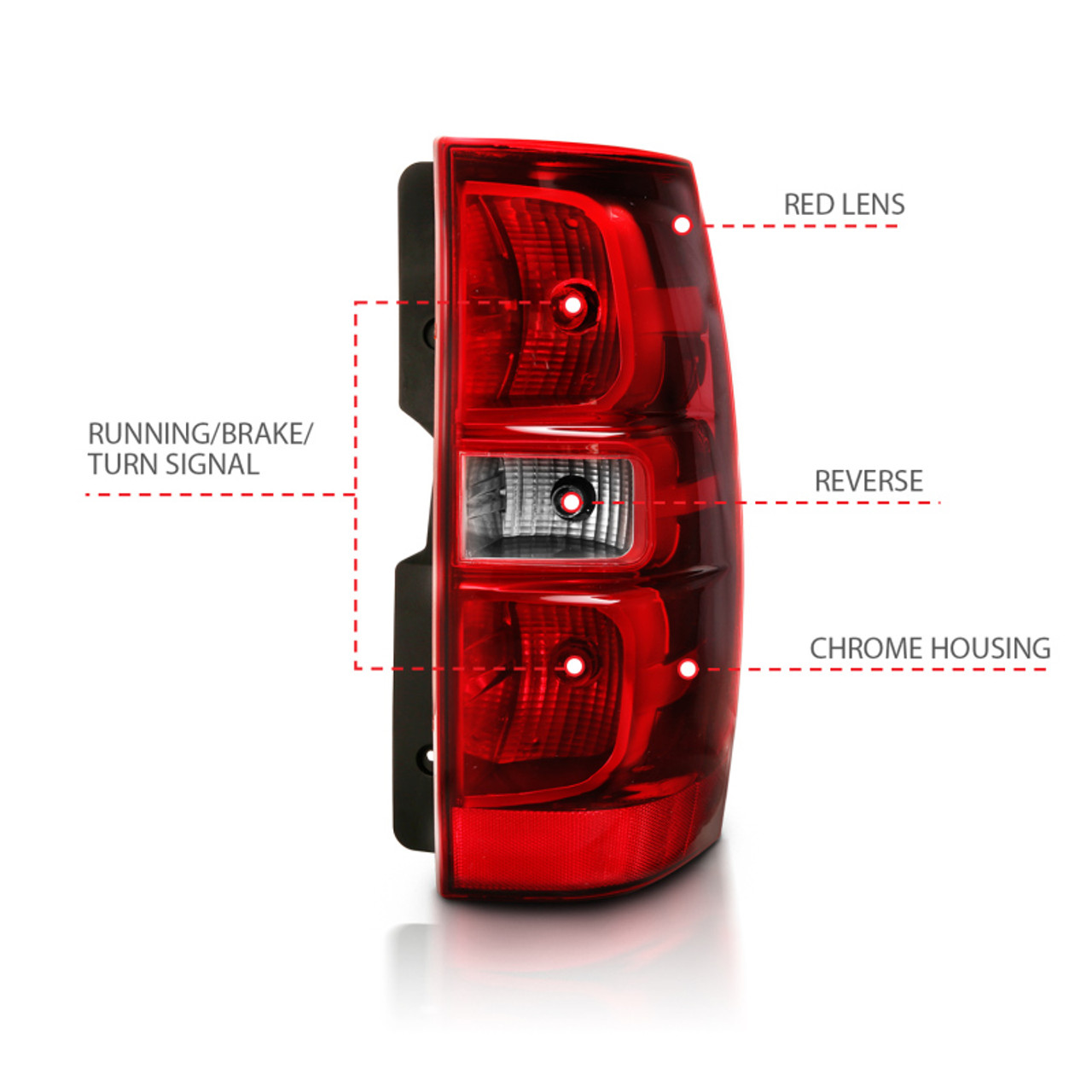 ANZO 2007-2014 Chevy Tahoe Taillight Red/Clear Lens (OE Replacement) - 311304