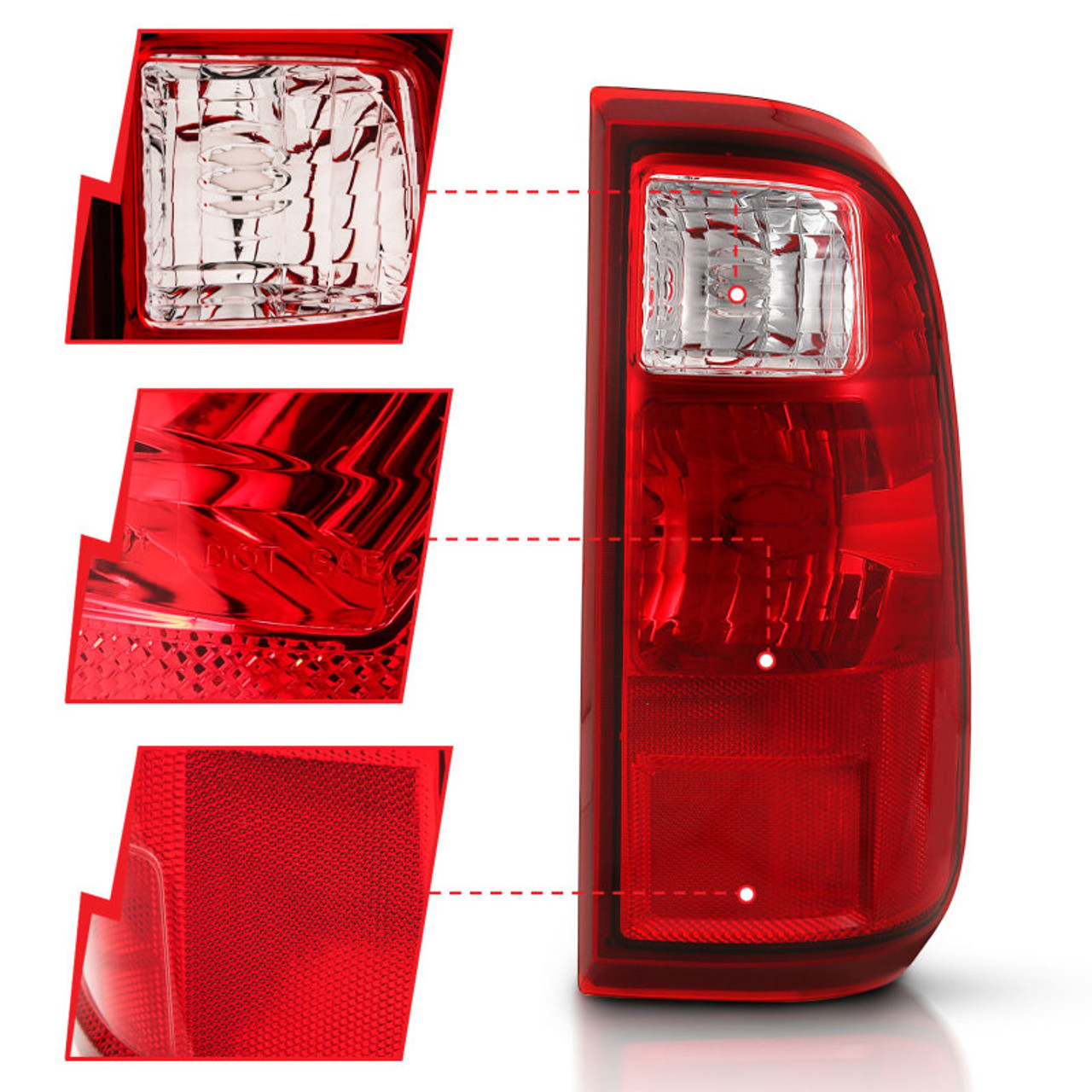 ANZO 2008-2016 Ford F-250 Taillight Red/Clear Lens (OE Replacement) - 311305