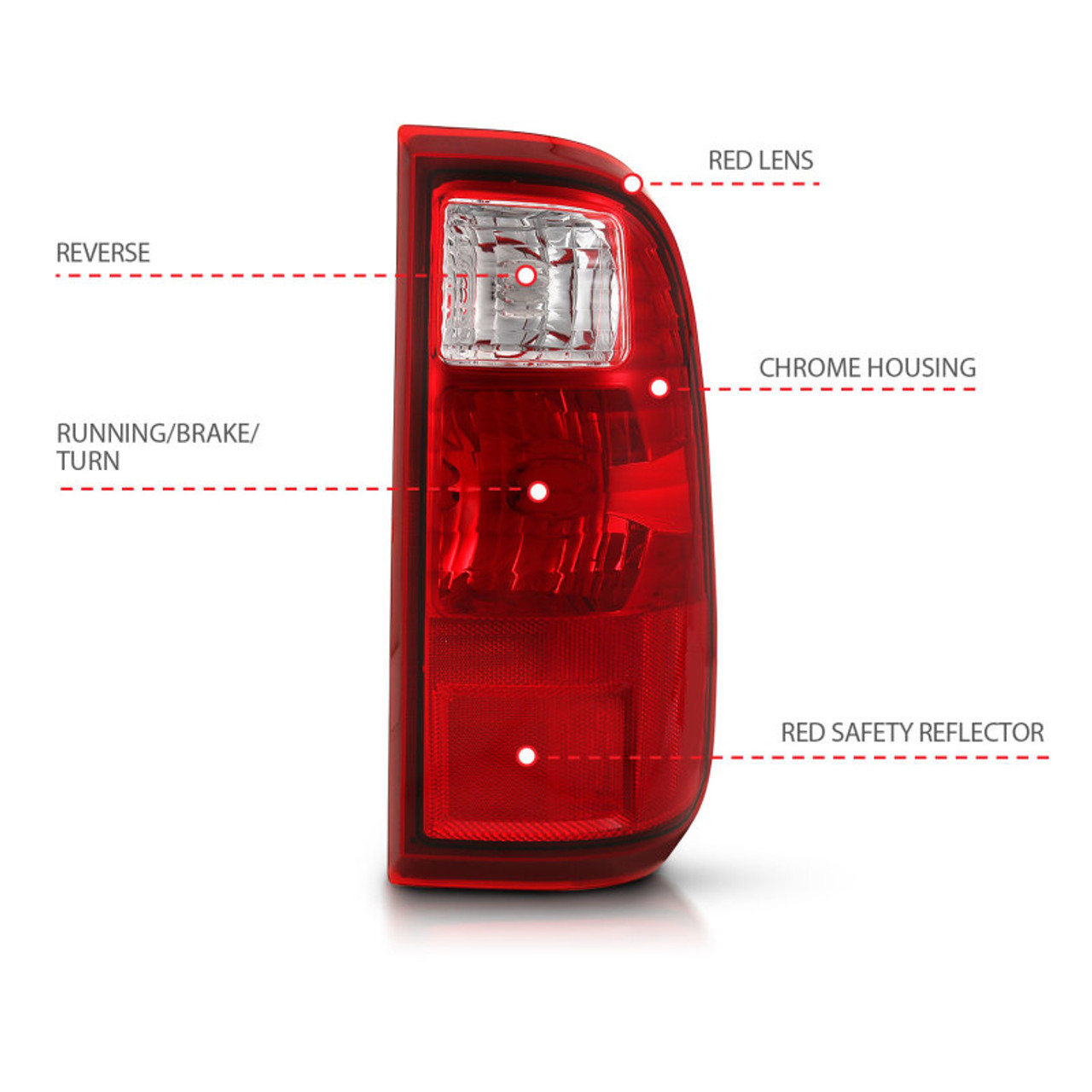 ANZO 2008-2016 Ford F-250 Taillight Red/Clear Lens (OE Replacement) - 311305