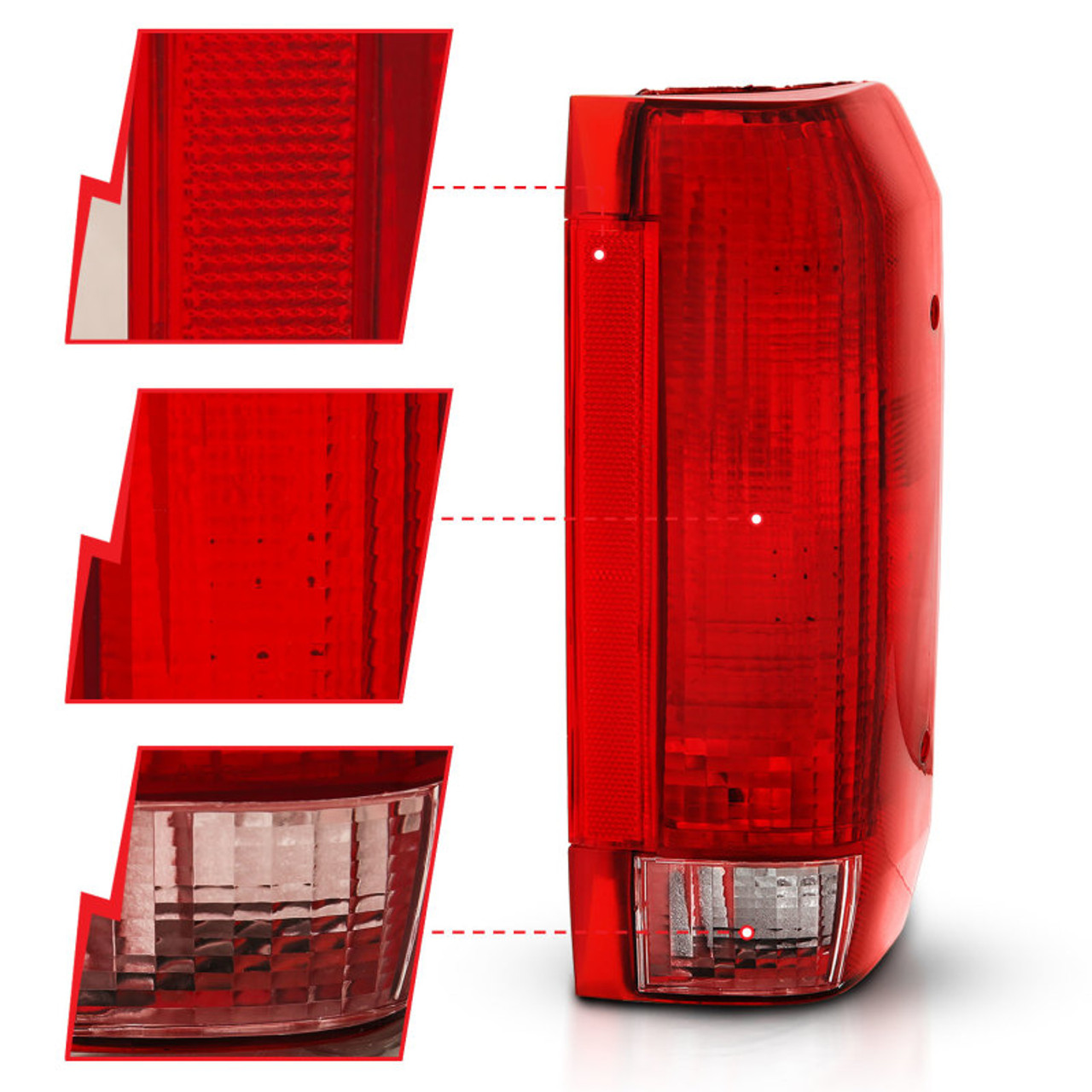 ANZO 1992-1996 Ford Bronco Taillight Red/Clear Lens (OE Replacement) - 311306