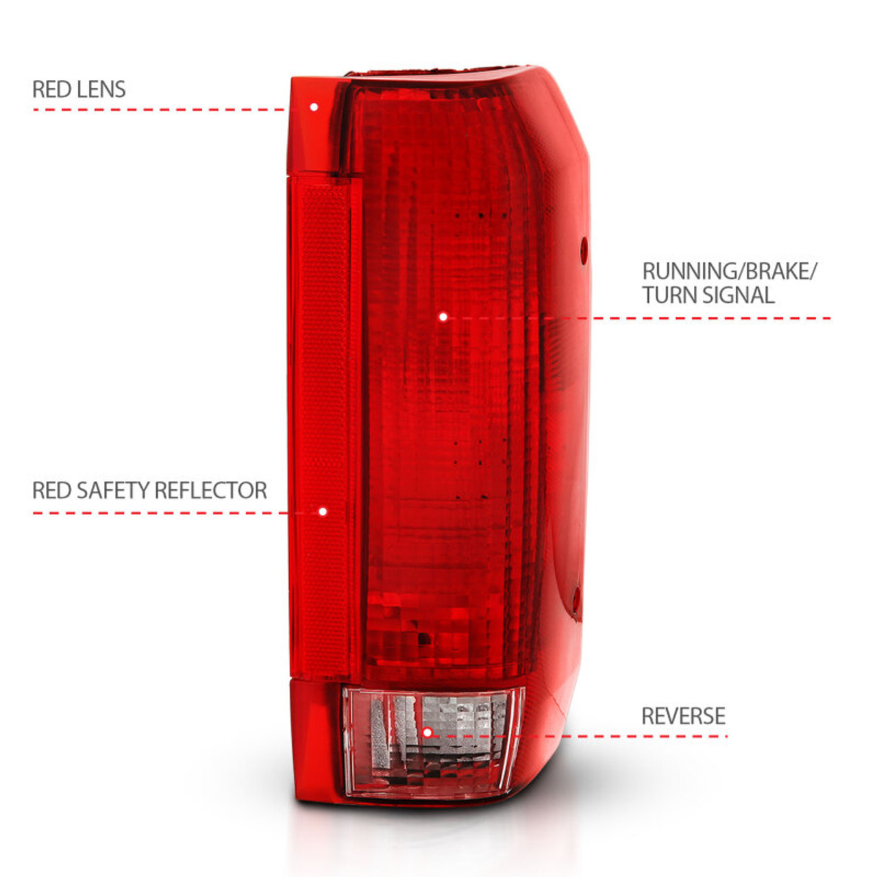 ANZO 1992-1996 Ford Bronco Taillight Red/Clear Lens (OE Replacement) - 311306