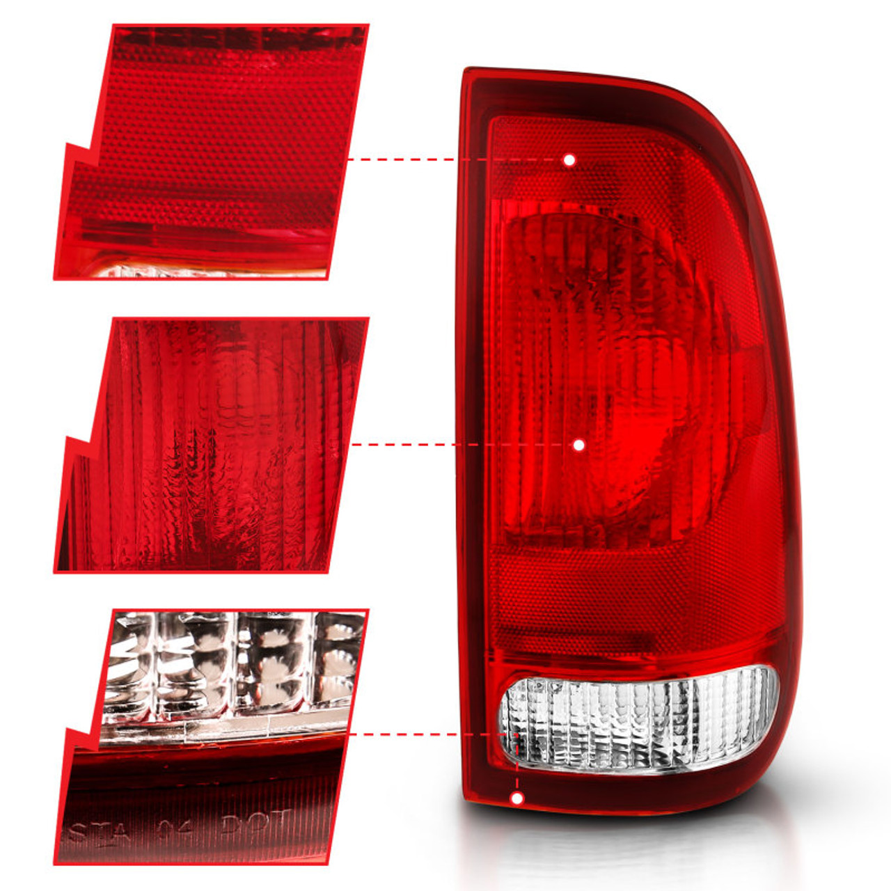 ANZO 1997-2003 Ford F-150 Taillight Red/Clear Lens (OE Replacement) - 311307