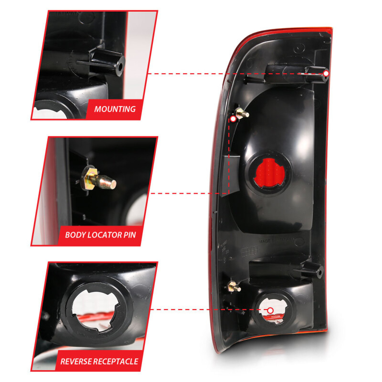 ANZO 1997-2003 Ford F-150 Taillight Red/Clear Lens (OE Replacement) - 311307