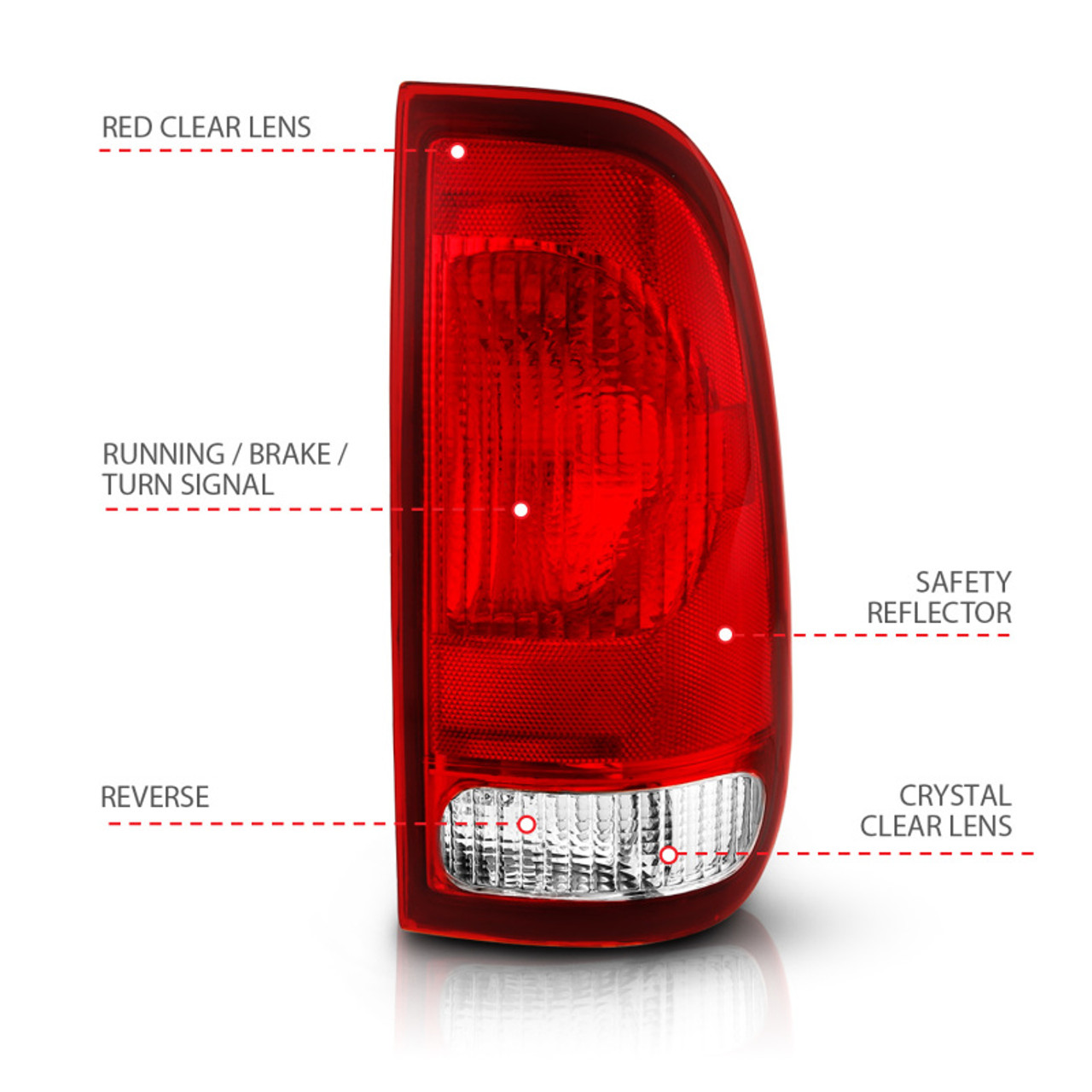 ANZO 1997-2003 Ford F-150 Taillight Red/Clear Lens (OE Replacement) - 311307
